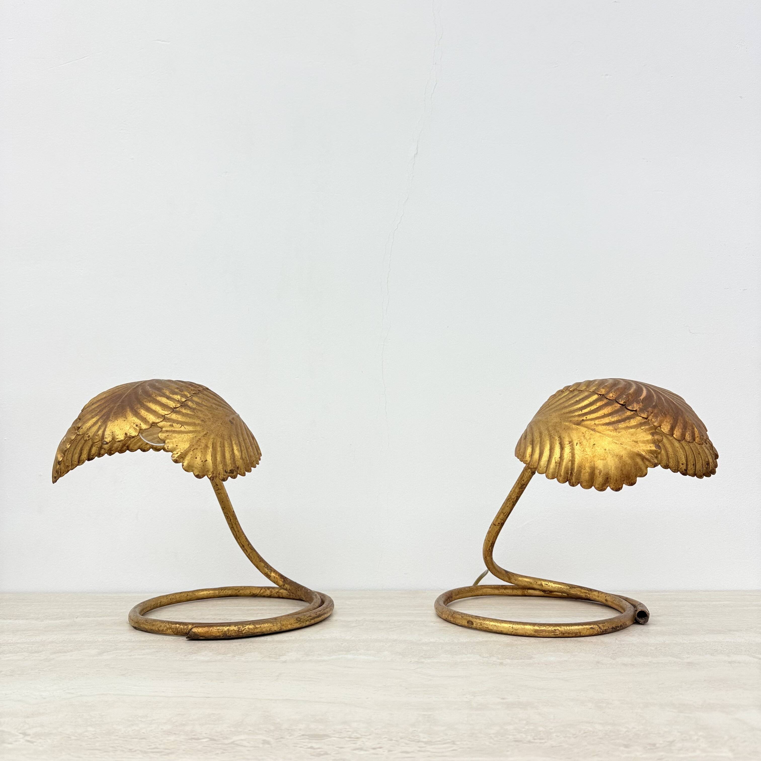 Pair of Mid-century table lamp leaf , 1970s