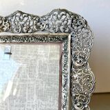 Cadre Vintage en métal argenté Cadre 16 cm x 13 cm Verre CONVEXE
