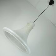 large 1970s glashuette limburg PENDANT LIGHT white opaline bubble glass trumpet-shaped shade P283 42