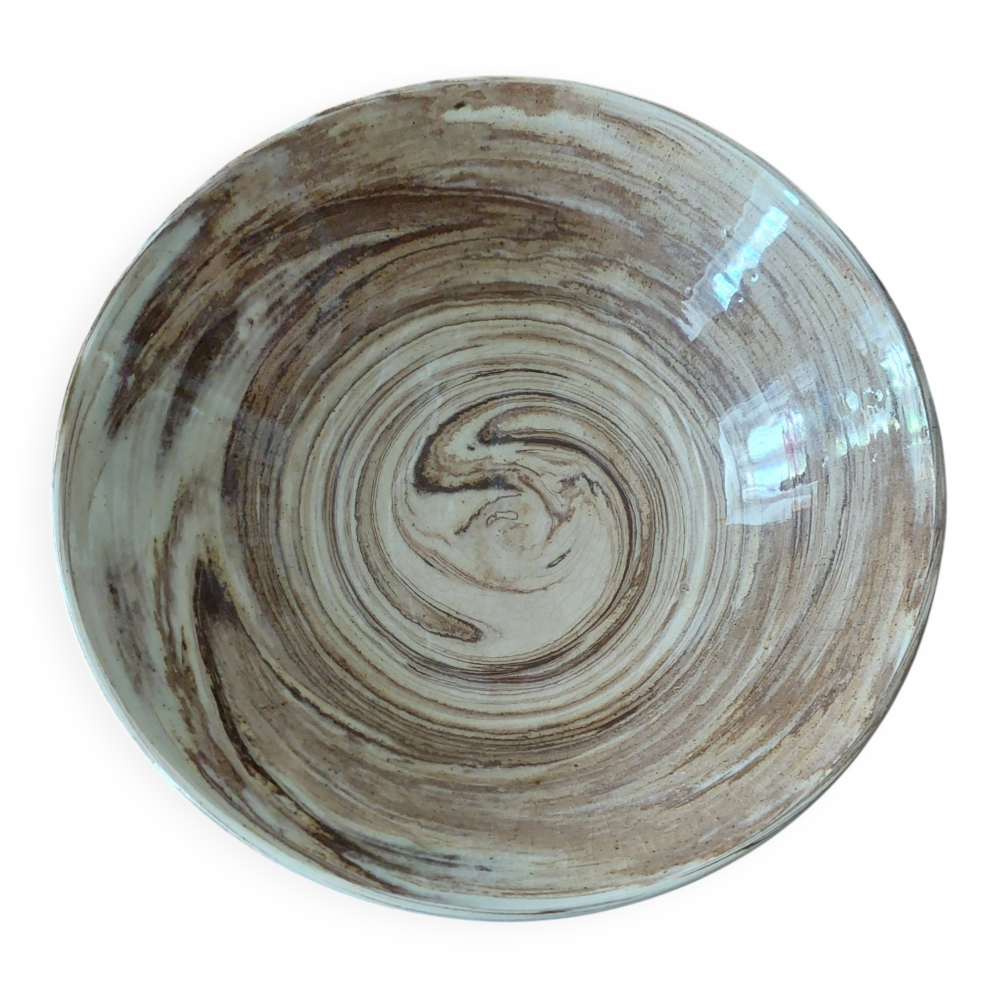 Ceramic salad bowl, glazed terracotta, mixed earth, 20th century