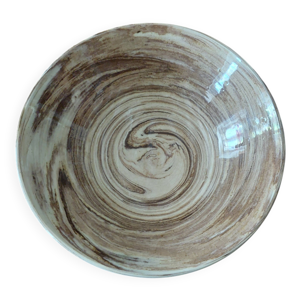 Coupe saladier céramique terre cuite émaillée terre mêlée XXème
