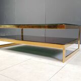 Table basse vintage à deux niveaux en belgochrome 23kt, années 1970