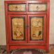 Mid century Chinese painted cabinet with 2 doors and 2 drawers