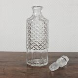 Vintage Faceted Cut Glass Round Whiskey Decanter