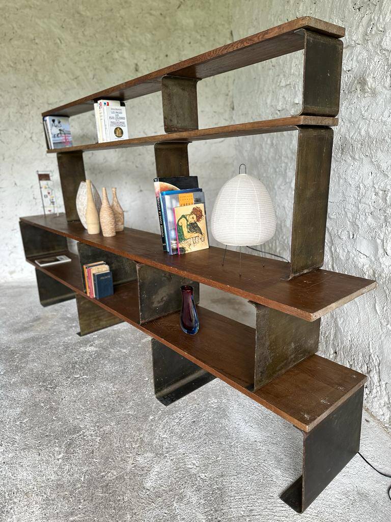 étagère/ bibliothèque métal et bois, XXe