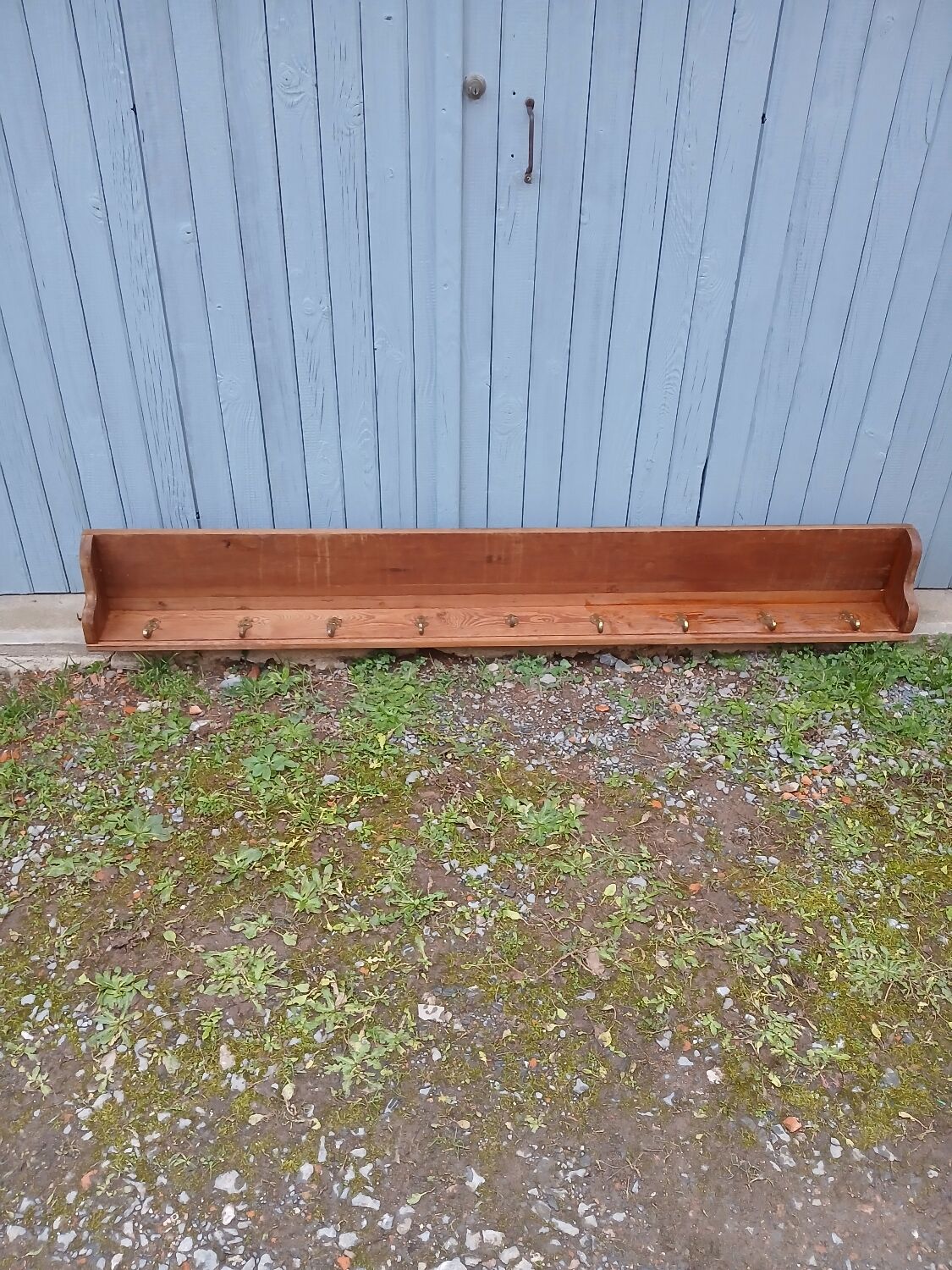 Very large antique wooden shelf/pot rack
