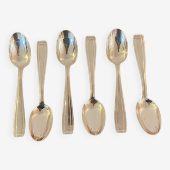 6 large vintage silver metal spoons 1960