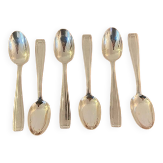 6 large vintage silver metal spoons 1960