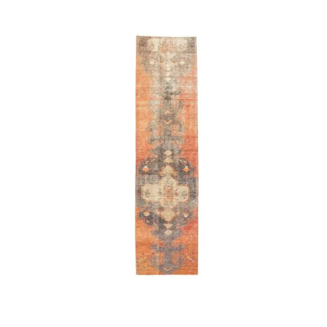 1960s Turkish Wool Hand-Knotted Runner Orange Rug 80x313