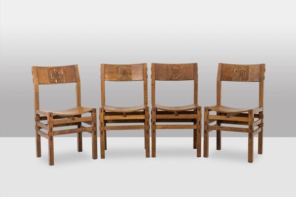 Officina Rivadossi. Table et 4 chaises de style Brutaliste. Italie, vers 19