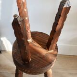 Vintage rustic solid wood tripod stool