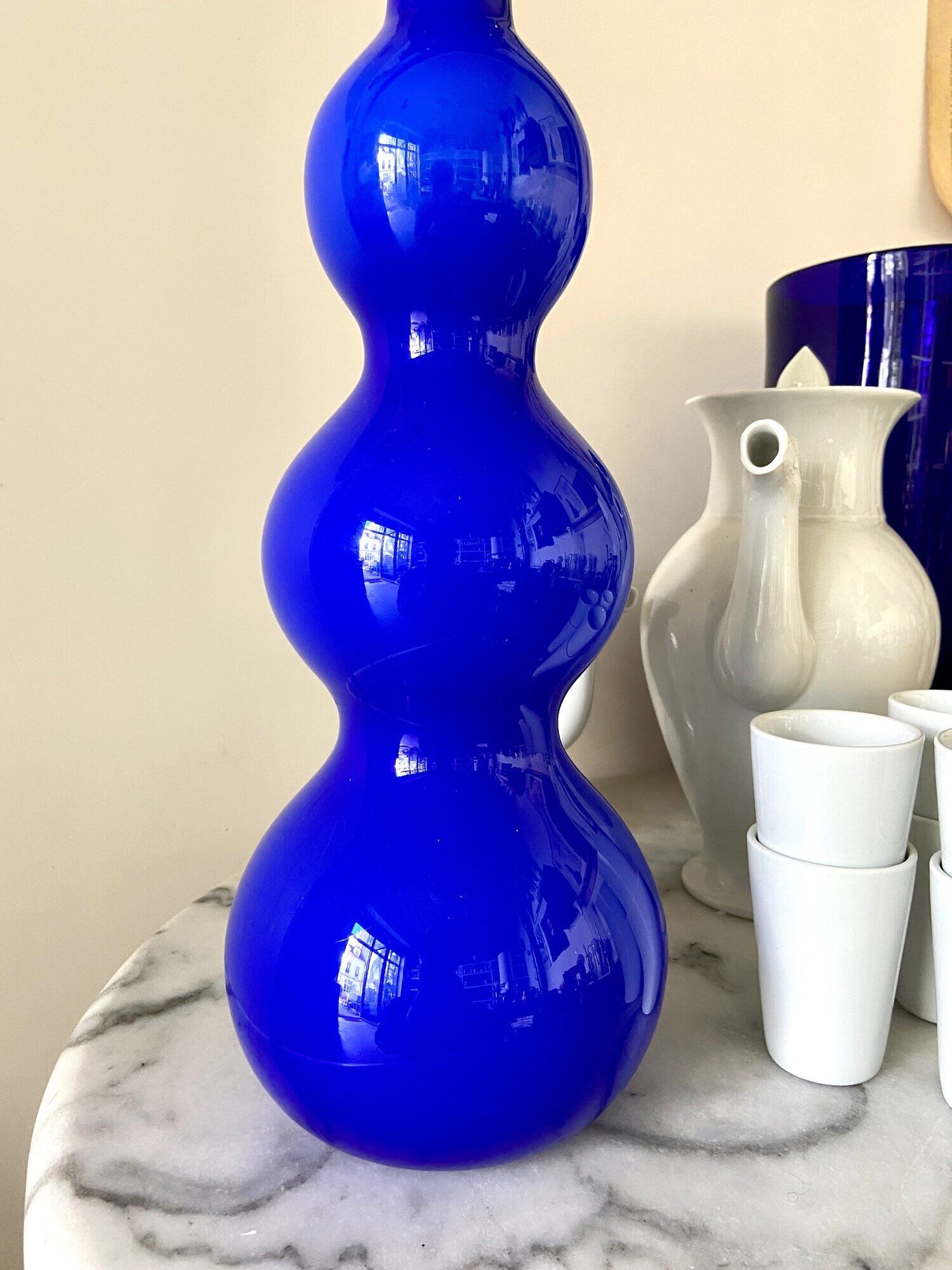 Blue opaline decanter