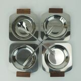 Mid century modern bowl set dip bowls party serving set stainless steel and wood 1960s