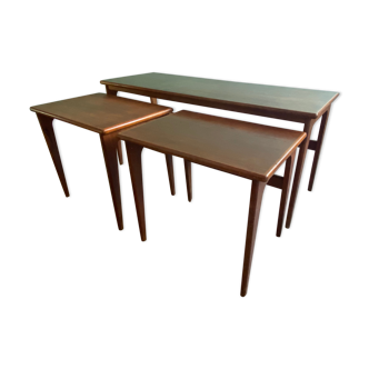 Tables basses gigognes rectangulaires en teck scandinave Danemark