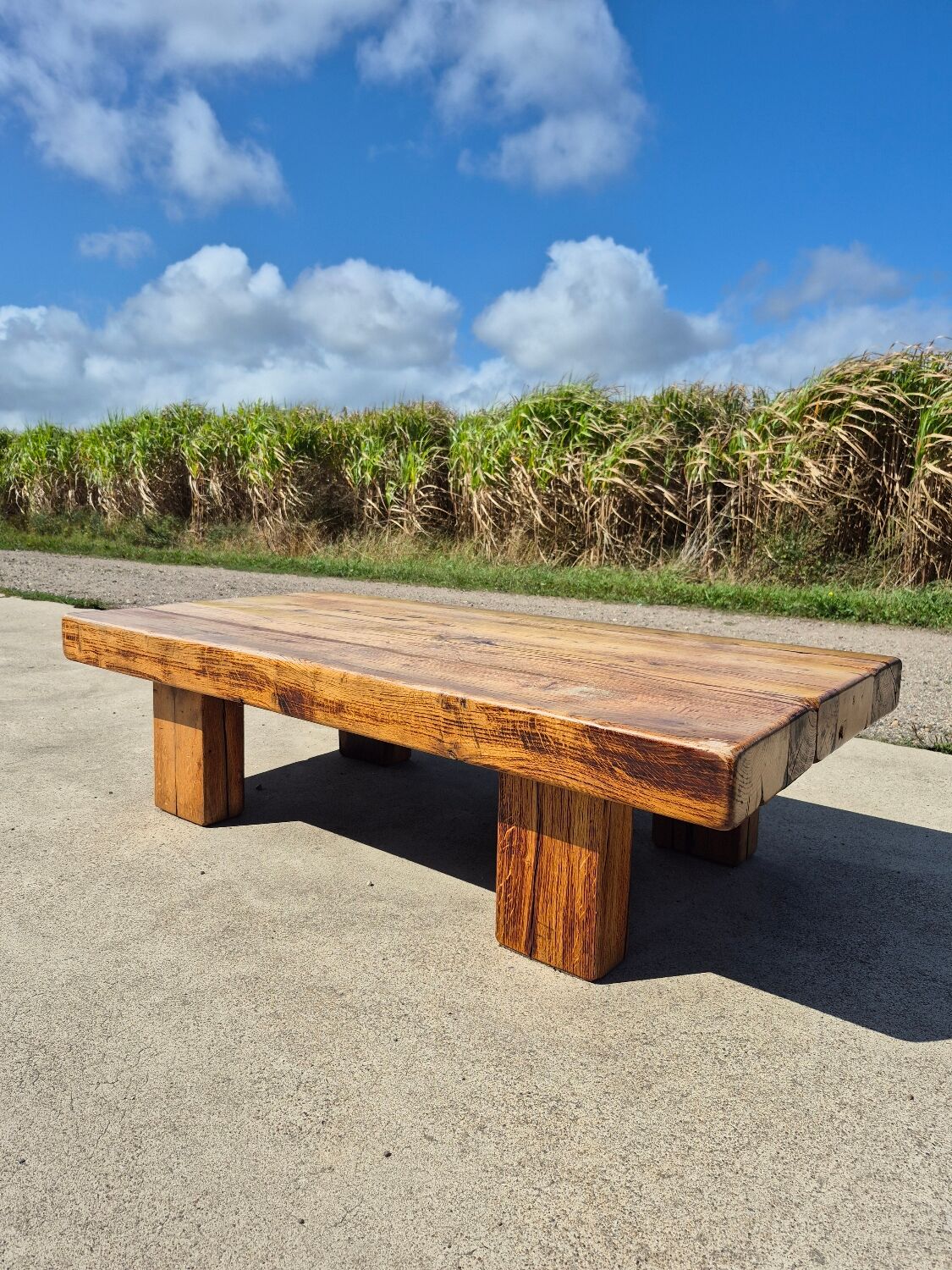 150 cm vintage solid oak rustic brutalist wabi sabi beam coffee table