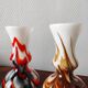 Pair of vintage Italian pop art vases 1970s opaline glass