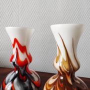 Pair of vintage Italian pop art vases 1970s opaline glass