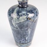 Art Nouveau Vase Herons and Flowers, J.W. Mijnlieff, Holland Utrecht 1900s