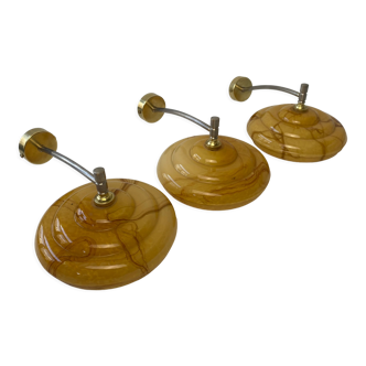 Set of 3 vintage wall lamps 1950