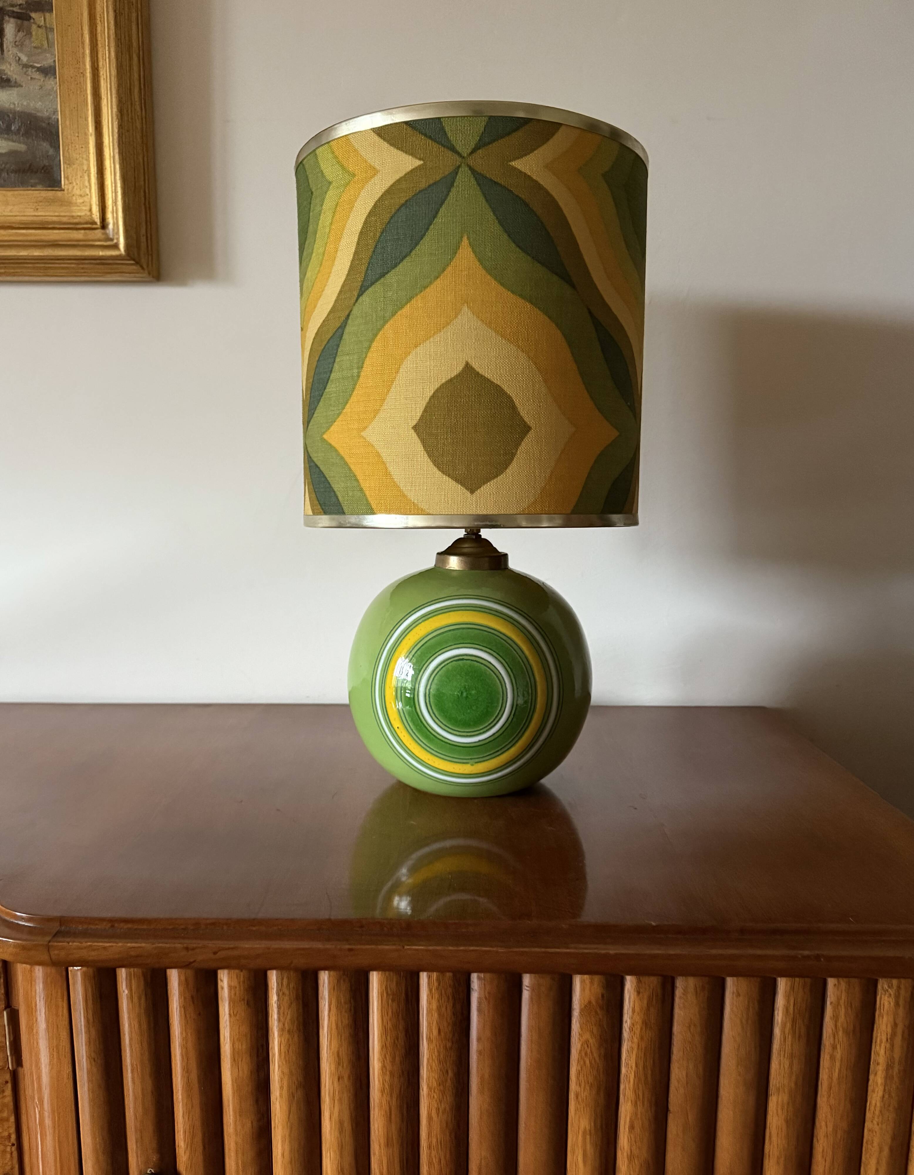 Space Age green ceramic table lamp, Italy 1960s