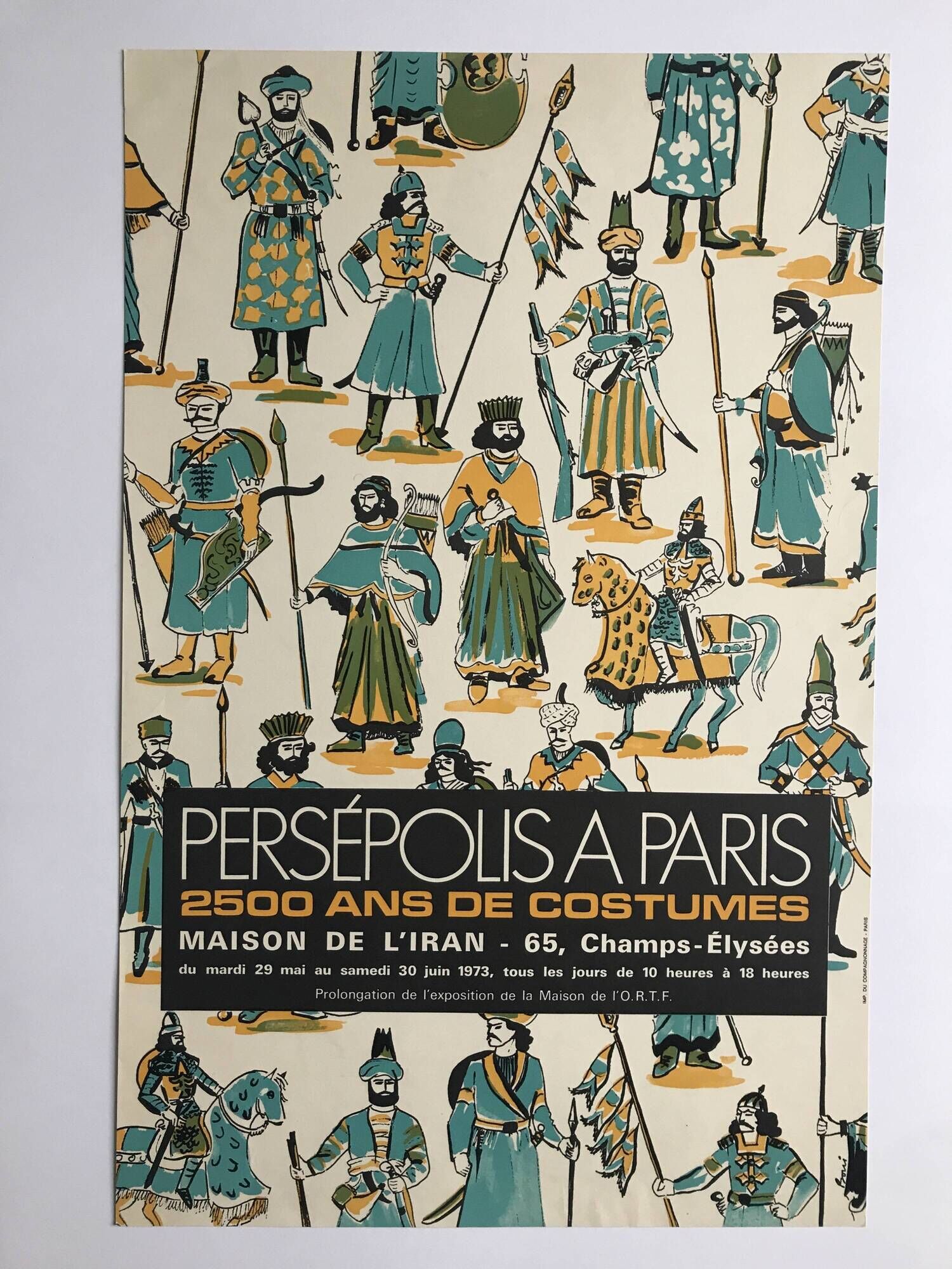 Affiche originale Persépolis à Paris : 2500 ans de costumes / Maison de l'Iran, 1976