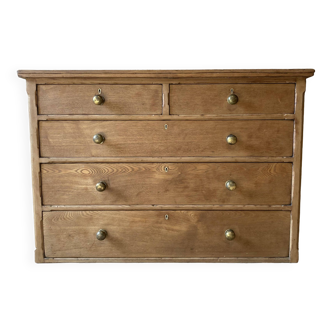 Old solid wood 5-drawer chest of drawers