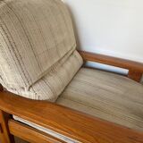 Maison Regain style modernist armchair in solid elm