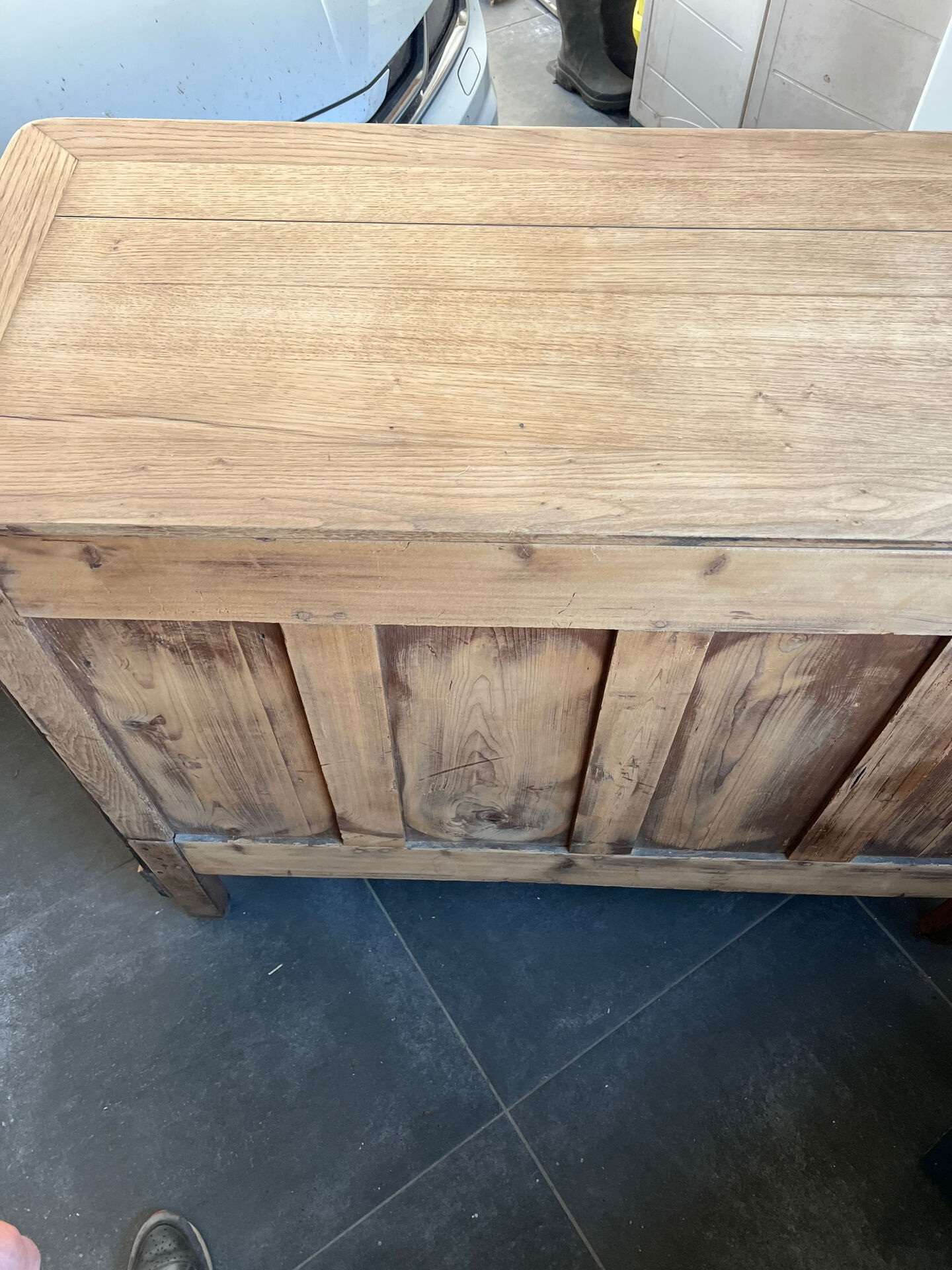 Old sanded oak chest of drawers
