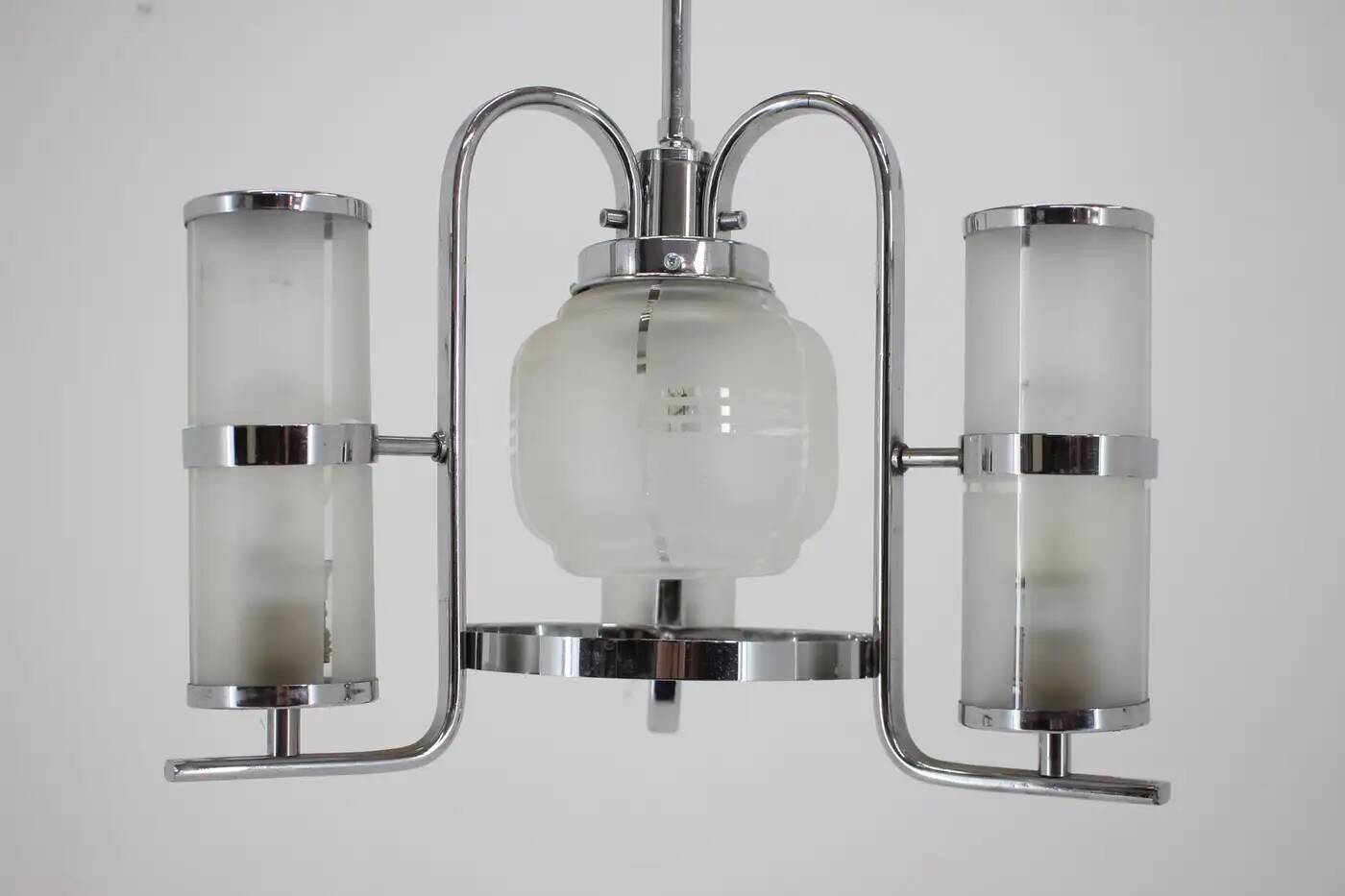 Chrome and glass Art Deco Bauhaus pendant, 1930s