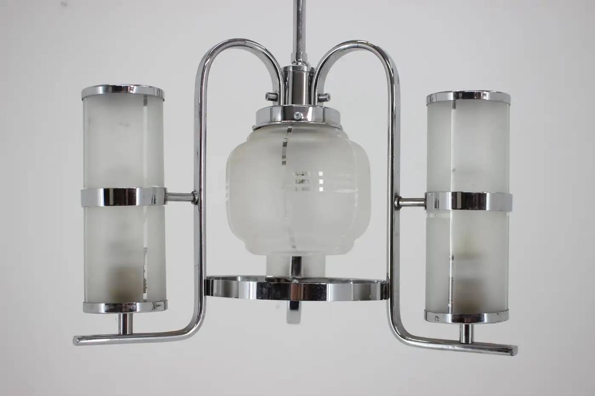 Chrome and glass Art Deco Bauhaus pendant, 1930s