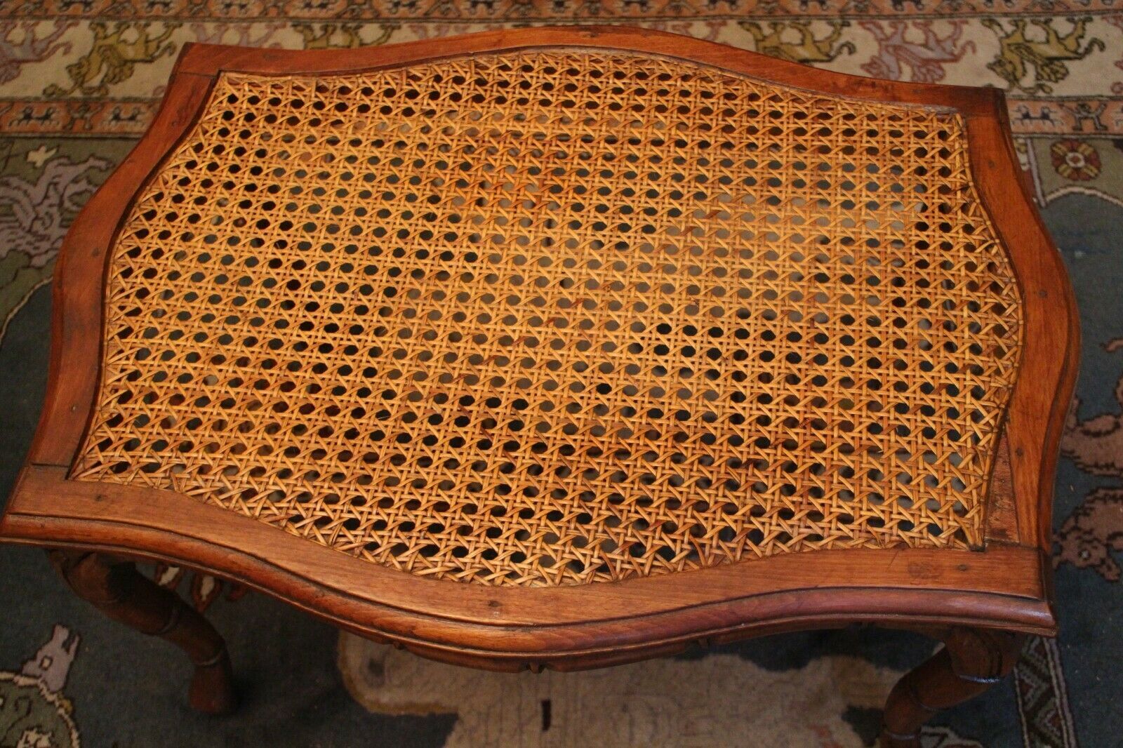 Seating stool styling colonial style solid wood sitting canne late 19th