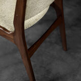 Vintage Scandinavian Modern Teak and Beige Wool Dining Chairs Model 89 by Erik Buch, 1950s, Set of 4