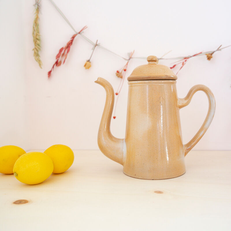 Vintage gooseneck sandstone teapot