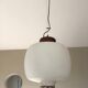 Suspension opaline et teck des années 60
