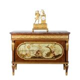 Empire style chest of drawers in lacquer, bronze and marble. Nineteenth century.
