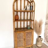 Étagère / Blibliothèque en bambou et rotin - Années 60/70