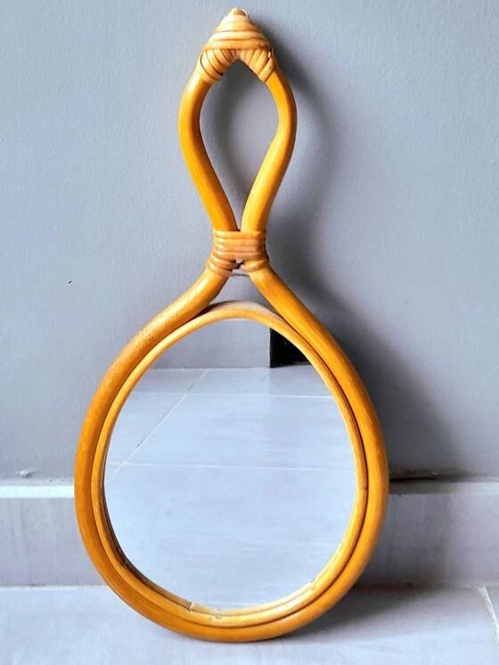 1960s rattan drop mirror