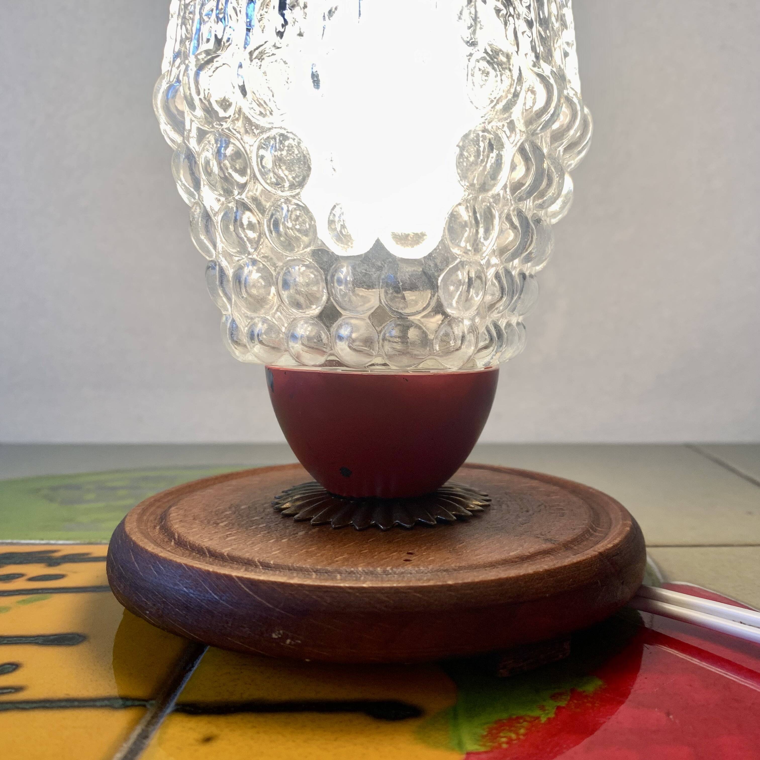 Small vintage bedside lamp in molded glass - 1950s
