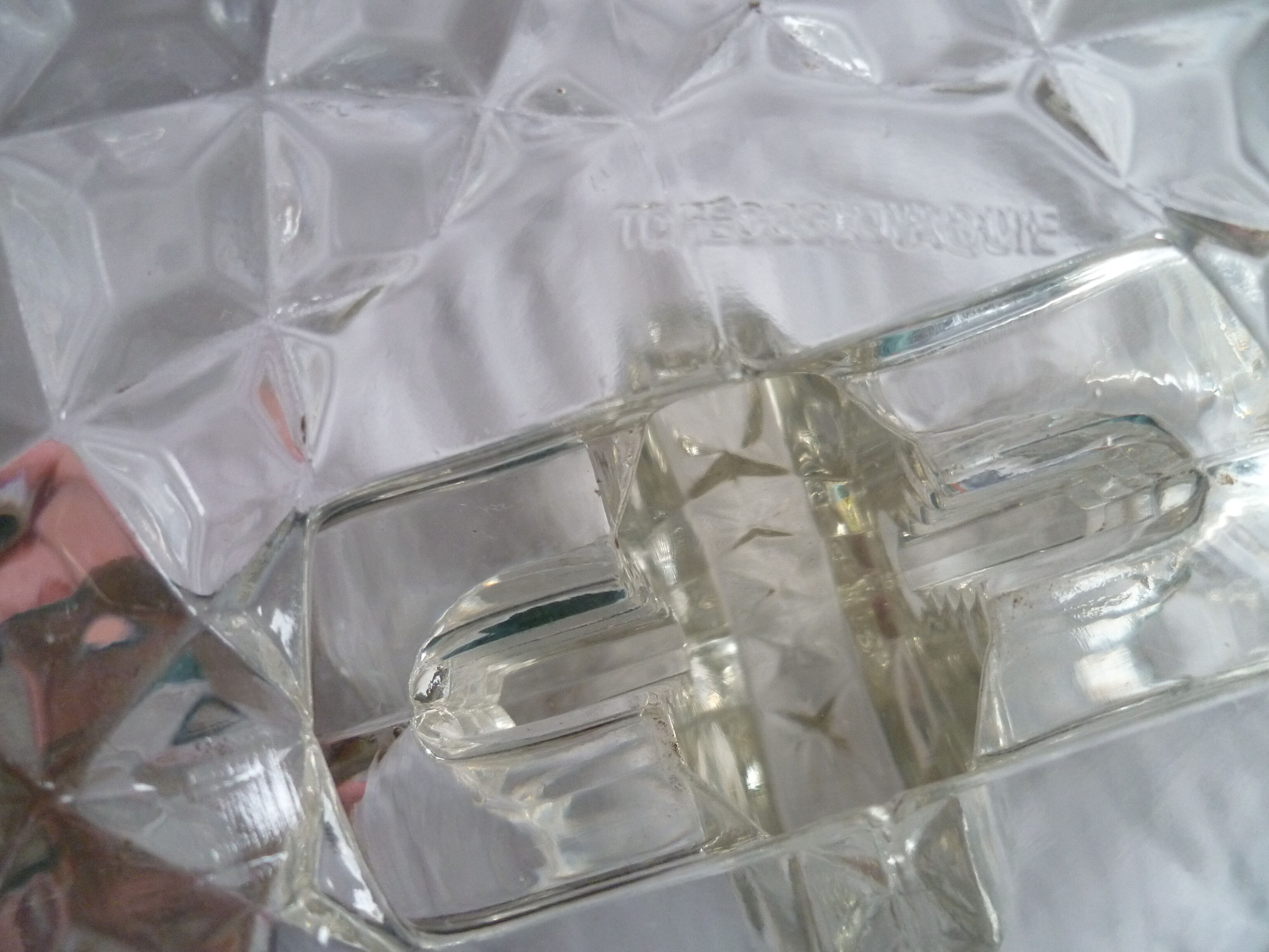 Paire de chandeliers 2 bougies en verre art deco Tchecoslovaquie