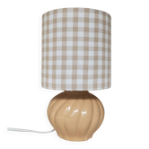 Ceramic lamp with a gingham cotton shade
