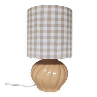 Ceramic lamp with a gingham cotton shade