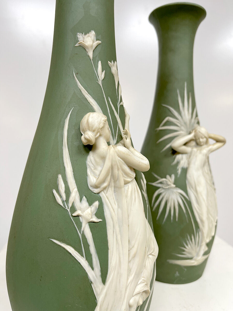 Vintage Bisque Porcelain vases 'Jasperware'