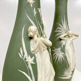 Vintage Bisque Porcelain vases 'Jasperware'