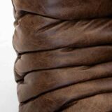 Vintage two-seater Togo sofa with arms in brown leather by Michel Ducaroy for Ligne Roset, 1970s