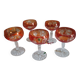 Five antique orange cut crystal champagne glasses with grape cluster decoration Poland