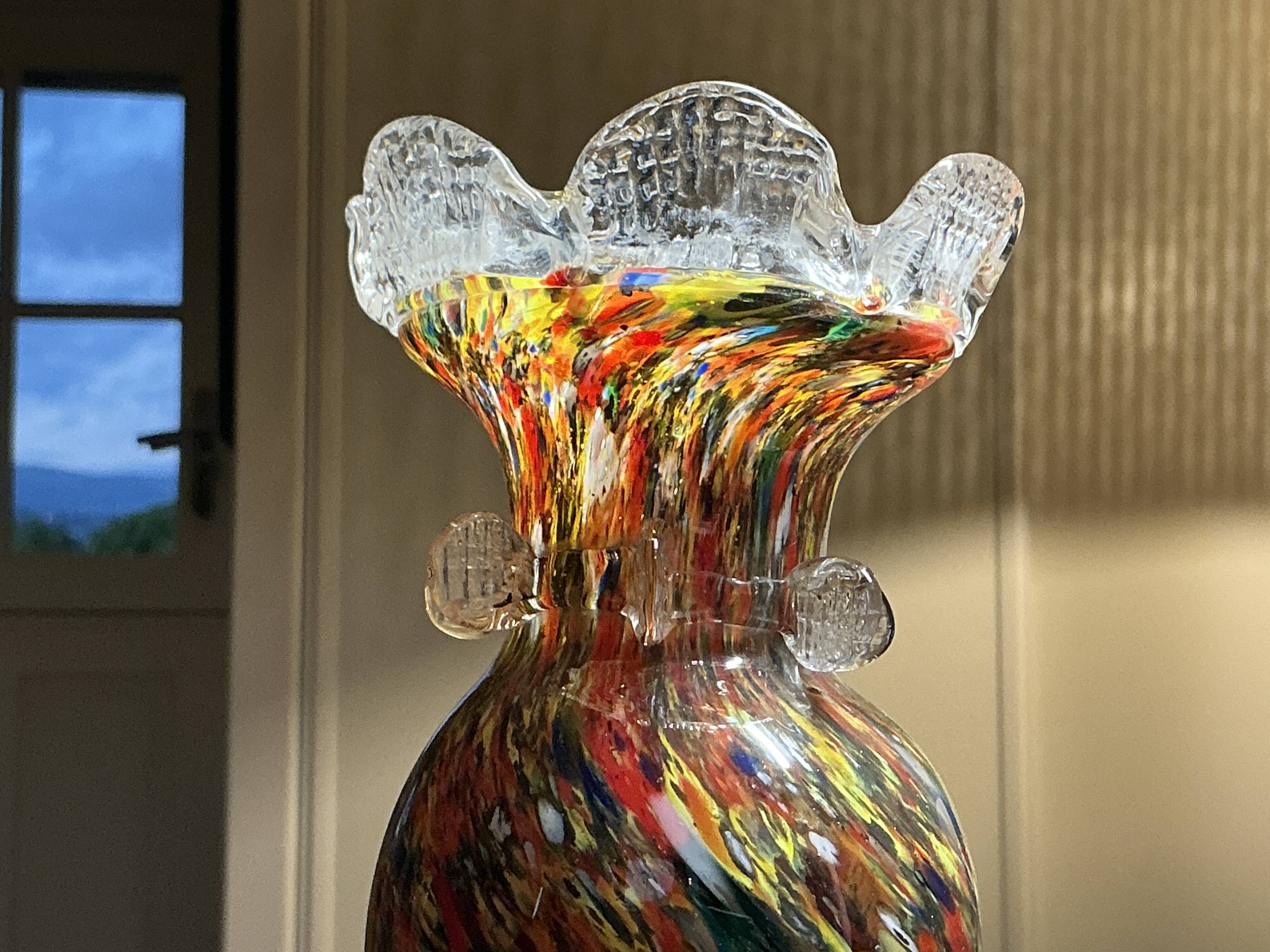 Multicolor hand-blown glass vase – 26 cm