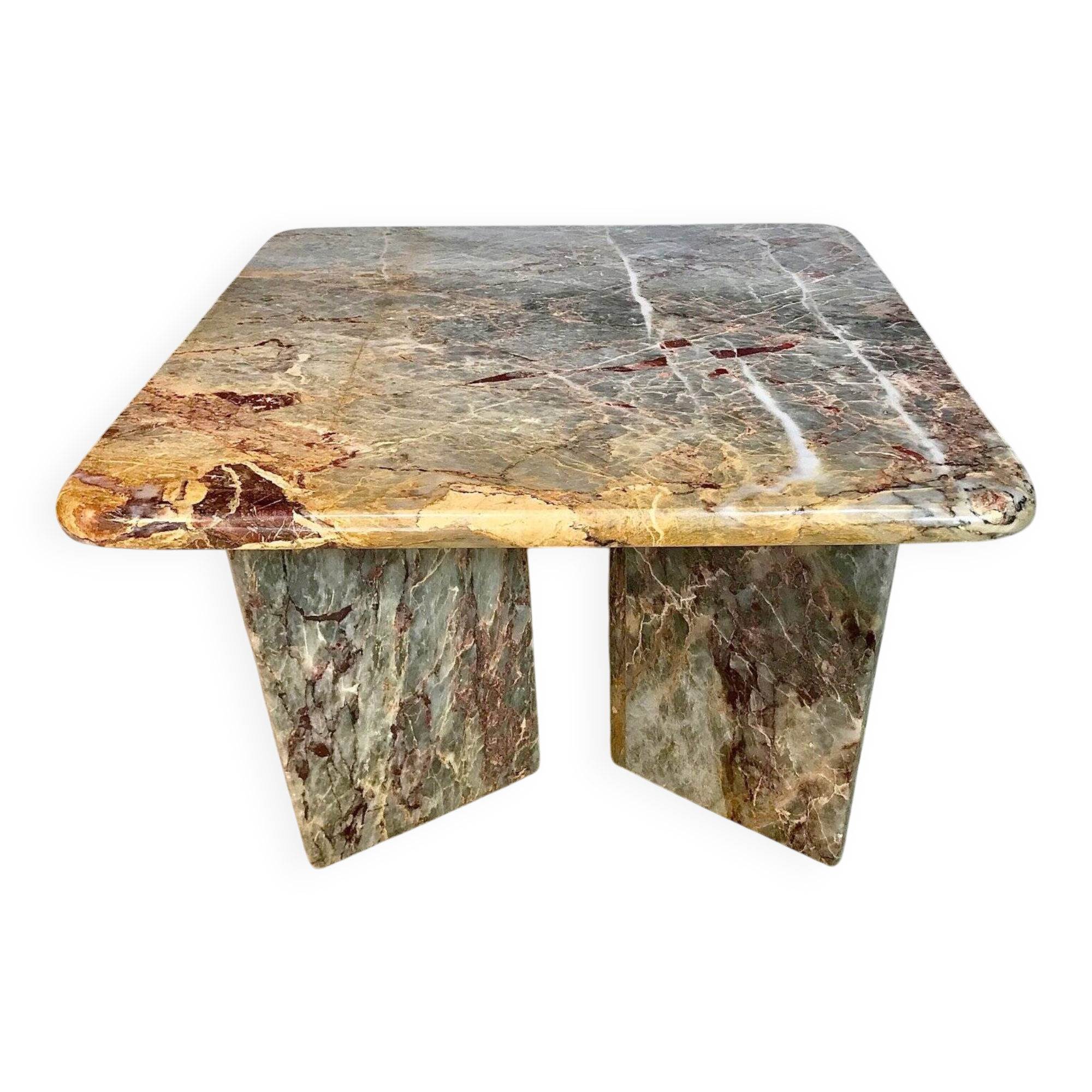 Table d'appoint ou table basse en marbre multicolore, Italie, années 1970