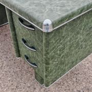 Art Deco or Bauhaus desk in metal covered with leather, Gio Ponti style.