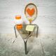 Vintage side table in metal and smoked glass