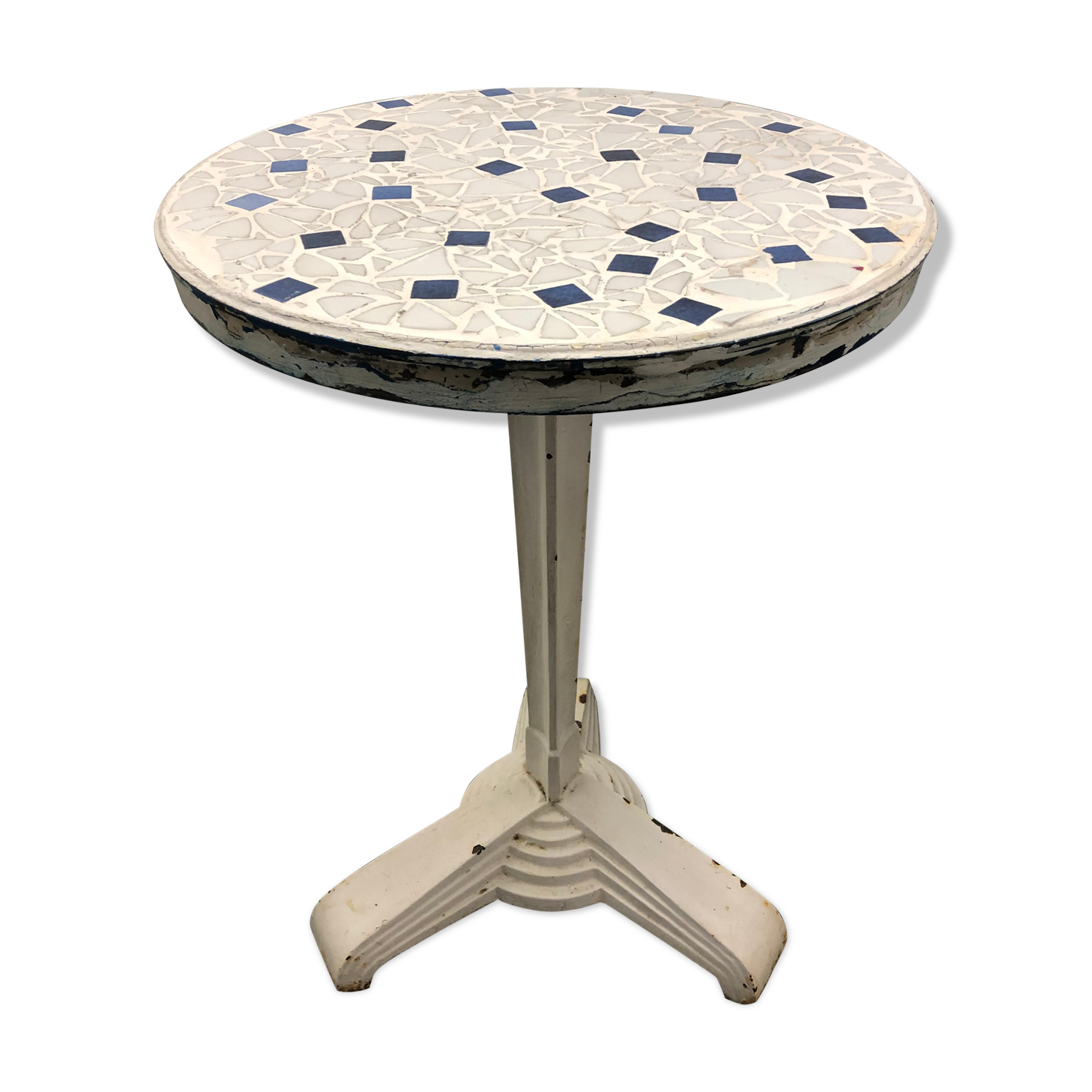 Art Deco cast garden table and porcelain shard tray